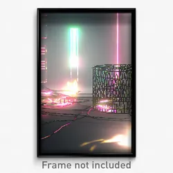 Pixel Art Poster - Digital Wire Frame Waste (8 Bit Psychedelic Video Game Print)
