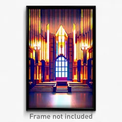 Pixel Art Poster - Exotic Courthouse (8 Bit Psychedelic Trippy Video Game Print)