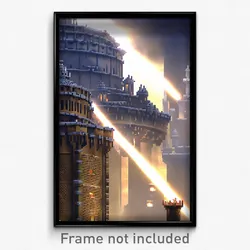 Pixel Art Poster - Metallic Citadel (8 Bit Psychedelic Trippy Video Game Print)