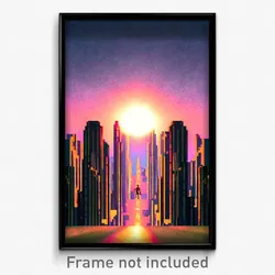 Pixel Art Poster - Meager Metropolis (8 Bit Psychedelic Trippy Video Game Print)