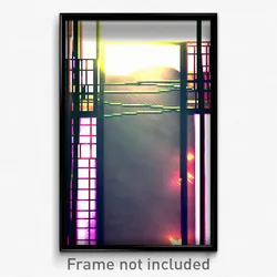 Pixel Art Poster - Wire Frame Dreamscape (8 Bit Psychedelic Video Game Print)