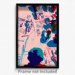 Pixel Art Poster - Crowded Drawing (8 Bit Psychedelic Trippy Video Game Print)