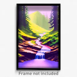Pixel Art Poster - Unique Brook (8 Bit Psychedelic Trippy Video Game Print)
