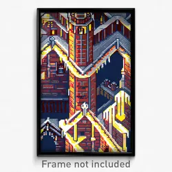Pixel Art Poster - Remarkable Battlements (8 Bit Psychedelic Video Game Print)