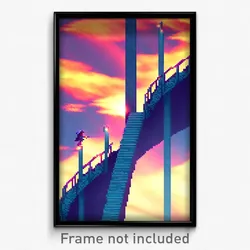 Pixel Art Poster - Flickering Climb (8 Bit Psychedelic Trippy Video Game Print)