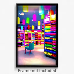 Pixel Art Poster - Colorful Haberdashery (8 Bit Psychedelic Video Game Print)