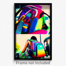 Pixel Art Poster - Colorful Backpack (8 Bit Psychedelic Trippy Video Game Print)