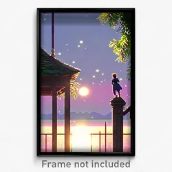 Pixel Art Poster - Faraway Manse (8 Bit Psychedelic Trippy Video Game Print)