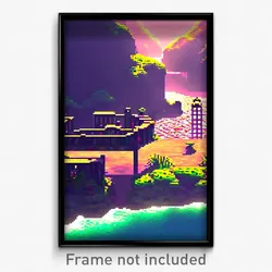 Pixel Art Poster - Slimy Cove (8 Bit Psychedelic Trippy Weird Video Game Print)