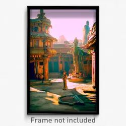 Pixel Art Poster - Old Fashioned Exotic Area (8 Bit Video Game Print)