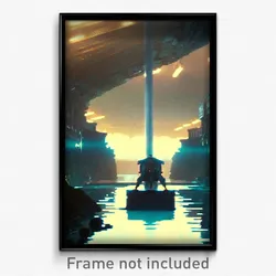 Pixel Art Poster - Dense Landing (8 Bit Psychedelic Trippy Video Game Print)