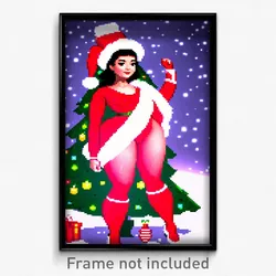 Pixel Art Poster - Curvy Christmas (8 Bit Psychedelic Trippy Video Game Print)