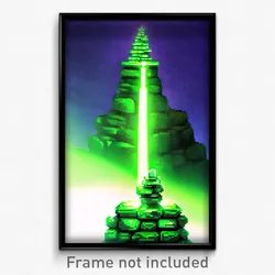 Pixel Art Poster - Green Cairn (8 Bit Psychedelic Trippy Weird Video Game Print)
