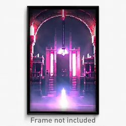 Pixel Art Poster - Electric Dungeon (8 Bit Psychedelic Trippy Video Game Print)
