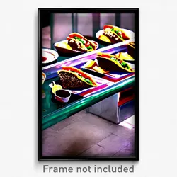Pixel Art Poster - Deserted Tacos (8 Bit Psychedelic Trippy Video Game Print)