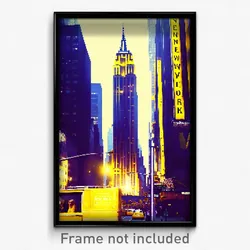 Pixel Art Poster - Yellow New York (8 Bit Psychedelic Trippy Video Game Print)