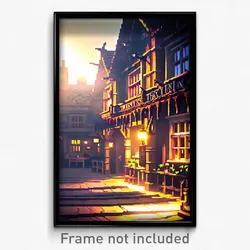 Pixel Art Poster - Thorny Inn (8 Bit Psychedelic Trippy Weird Video Game Print)