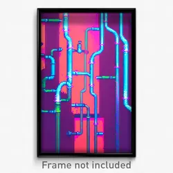 Pixel Art Poster - Glitchy Pipes (8 Bit Psychedelic Trippy Video Game Print)