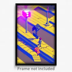 Pixel Art Poster - Puzzling Crossing (8 Bit Psychedelic Trippy Video Game Print)