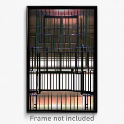Pixel Art Poster - Complex Wire Frame Entertainment Room (8 Bit Print)