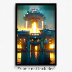 Pixel Art Poster - Colossal Outpost (8 Bit Psychedelic Trippy Video Game Print)