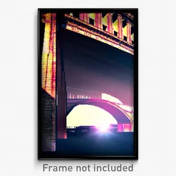 Pixel Art Poster - Shadowy Viaduct (8 Bit Psychedelic Trippy Video Game Print)