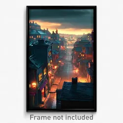 Pixel Art Poster - Gloomy Town (8 Bit Psychedelic Trippy Weird Video Game Print)