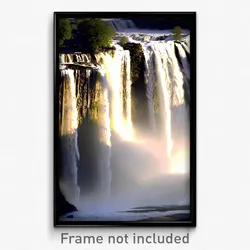 Pixel Art Poster - Deserted Waterfall (8 Bit Psychedelic Video Game Print)