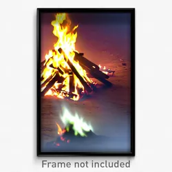 Pixel Art Poster - Drab Bonfire (8 Bit Psychedelic Trippy Video Game Print)