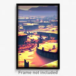 Pixel Art Poster - Tidy Wasteland (8 Bit Psychedelic Trippy Video Game Print)