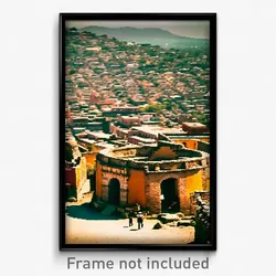 Pixel Art Poster - Ancient Mexican City (8 Bit Psychedelic Video Game Print)