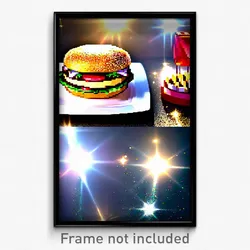 Pixel Art Poster - Sparkling Hamburger (8 Bit Psychedelic Video Game Print)