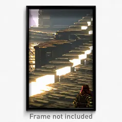 Pixel Art Poster - Bronze Redoubt (8 Bit Psychedelic Trippy Video Game Print)