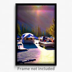 Pixel Art Poster - Measly Campsite (8 Bit Psychedelic Trippy Video Game Print)