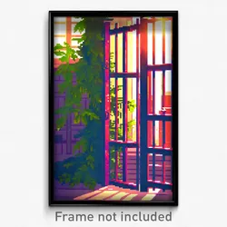 Pixel Art Poster - Leafy Jail (8 Bit Psychedelic Trippy Weird Video Game Print)