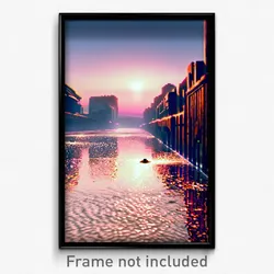 Pixel Art Poster - Fluid Waterway (8 Bit Psychedelic Trippy Video Game Print)