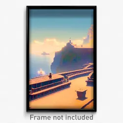 Pixel Art Poster - Imaginative Strait (8 Bit Psychedelic Video Game Print)