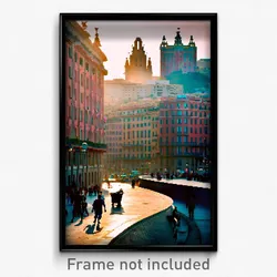 Pixel Art Poster - Curvy Barcelona (8 Bit Psychedelic Trippy Video Game Print)