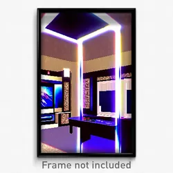 Pixel Art Poster - Noteworthy Entertainment Room (8 Bit Video Game Print)