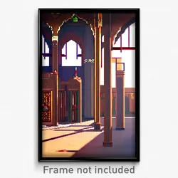 Pixel Art Poster - Brown Mosque (8 Bit Psychedelic Trippy Video Game Print)