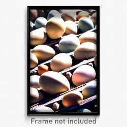 Pixel Art Poster - Glaring Eggs (8 Bit Psychedelic Trippy Video Game Print)