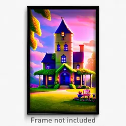 Pixel Art Poster - Whimsical Rectory (8 Bit Psychedelic Trippy Video Game Print)