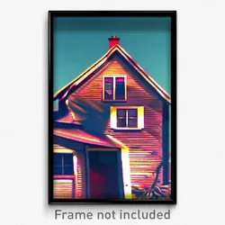 Pixel Art Poster - Distorted House (8 Bit Psychedelic Trippy Video Game Print)