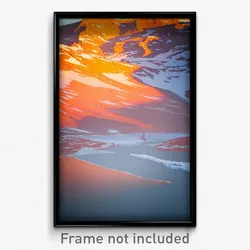 Pixel Art Poster - Orange Glacier (8 Bit Psychedelic Trippy Video Game Print)