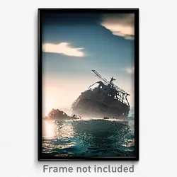 Pixel Art Poster - Frightening Sea Wreck (8 Bit Psychedelic Video Game Print)