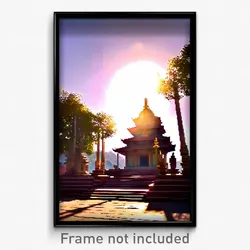 Pixel Art Poster - Sunny Temple (8 Bit Psychedelic Trippy Video Game Print)