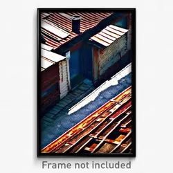 Pixel Art Poster - Rusty Rooftops (8 Bit Psychedelic Trippy Video Game Print)