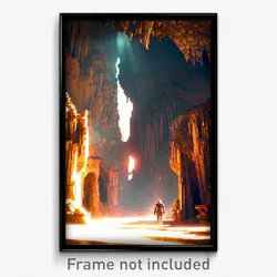 Pixel Art Poster - Complicated Cave (8 Bit Psychedelic Trippy Video Game Print)
