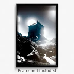 Pixel Art Poster - Black And White Mine (8 Bit Psychedelic Video Game Print)