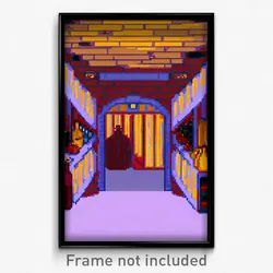 Pixel Art Poster - Animated Cellar (8 Bit Psychedelic Trippy Video Game Print)